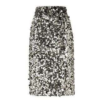 Dolce & Gabbana Sequined Midi Skirt - female - Dolce & Gabbana - Midi Skirts - Gray - M - Skirts