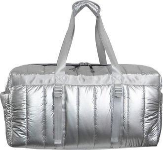 Joan & David Collection 22In Metallic Puffer Tubular Quilted Nylon Travel Weekender Duffel