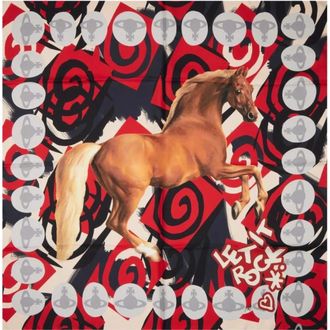 Vivienne Westwood Silky Scarves, unisex, Red, Size: ONE SIZE Horse Square 90x90