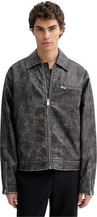 Karl Lagerfeld B1M15022 Jas - Heren - Spijkerjassen - Grijs - L - Leer - Jassen
