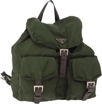 Prada Pre-owned Vintage Nylon Rugzak - Dames - Vintage Rugzakken - Groen - ONE Size - Nylon - Vintage