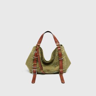 Diesel D-One-Medium top-handle bag in distressed canvas - Handbags - Unisex - Green