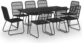 vidaXL Set da Pranzo da Giardino 9 pz in Polyrattan e Vetro vidaXL