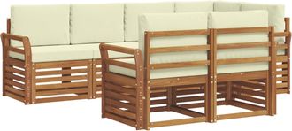 vidaXL Conjunto De Sof&aacute;s De Exterior 7 Uds. Natural Y Crema Poli&eacute;ster Vidaxl