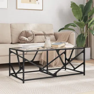 vidaXL Vidaxl - Coffee Table with Transparent Glass Top 98.5x50x41 cm Steel