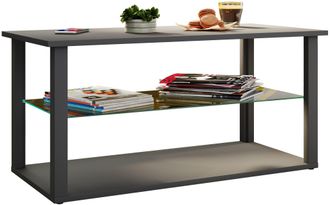 VCM Mesa Lateral De Madera Vcm Con Vidrio De Seguridad Esg Mesa De Centro Simple Dimensiones Aprox. Al. Al. 45 X An. 95 X T. 45 Cm Mesa De Sal&oacute;n Mesa De C