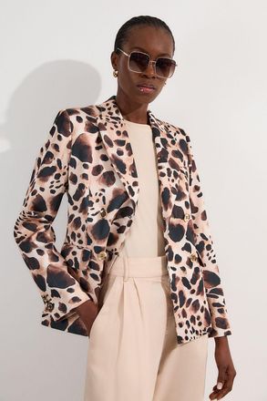 Karen Millen Womens Structured Viscose Satin Animal Print Double Breasted Blazer - Multicolour - Size 10 UK