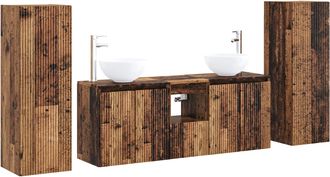 vidaXL Juego De Muebles De Ba&ntilde;o 5 Uds. Madera Envejecida Vidaxl