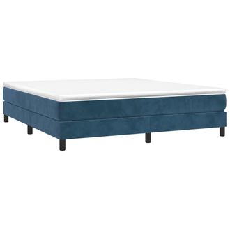 vidaXL Cama Box Spring Con Colch&oacute;n Terciopelo Azul Oscuro 160x200 Cm Vidaxl
