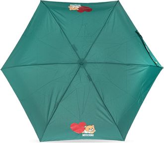 Moschino Folding Umbrella With Logo, Unisex, Green