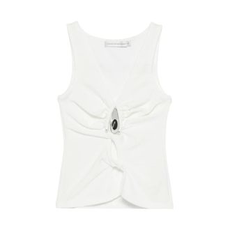 CHRISTOPHER ESBER Sleeveless Tops, female, White, Size: 3XS Crystal-pendant Tank Top