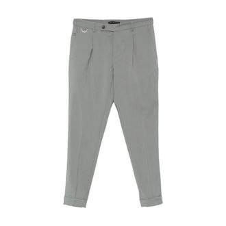 low brand Broeken, Heren, Grijs, W31, Wol, Gekreukte wollen cropped broek