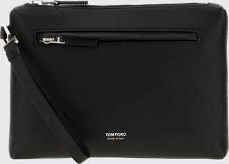 Tom Ford Portadocumenti in pelle di vitello con chiusura zip e manico da polso