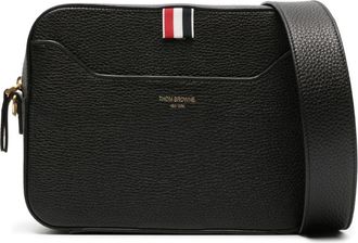 Thom Browne 4 Bar-patch leather camera bag - unisex - Acrylic/Polyester/Calf Leather/Recycled Polyester - One Size - Black