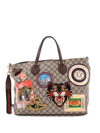Gucci Courrier Convertible Soft Open GG Coated Canvas with Applique Large tote bag - Brown