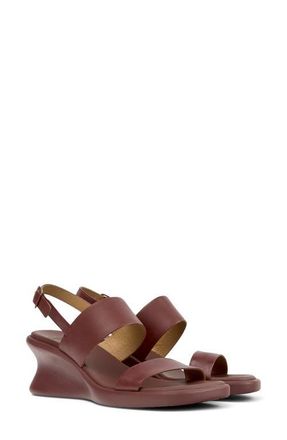 Camper Louise 2-Strap Slingback Wedge Sandal in Burgundy at Nordstrom, Size 40