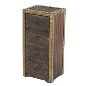 Hhg Hhg - Nunca Usado] Duran C&oacute;moda, Mueble, 4 Cajones 70x33x26cm Shabby-look Vintage, Marr&oacute;n