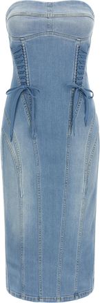 Elisabetta Franchi Blue Cotton Midi Womens Dress