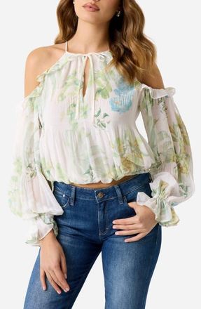Guess Emily Floral Cold Shoulder Top in Garden Lilies Print at Nordstrom, Size X-Small