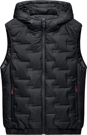 Feoya Mens Sleeveless Hooded Jacket Cotton Quilted Gilet Warm Winter Vest Down Body Warmer with Hood Zip Pockets Padded Waistcoat Lightweight Windproof Gile