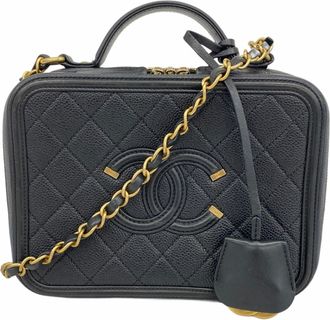 Chanel Black Grained Calfskin Vanity Bag (Pre-Owned)