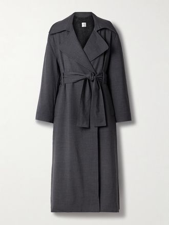 Leset Trench Doppiopetto In Misto Lana Con Cintura Jane - Grigio