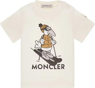 Moncler Mon Duck T-Shirt - Heren - T-shirts - Beige - 12 M | 80 CM - Katoen - Tops
