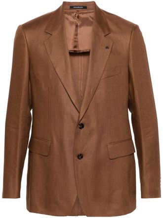 Tagliatore single-breasted linen blazer - Brown