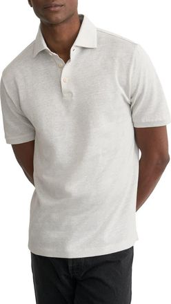Eton Linen & Cotton Fine Knit Polo in Light Grey at Nordstrom, Size Large