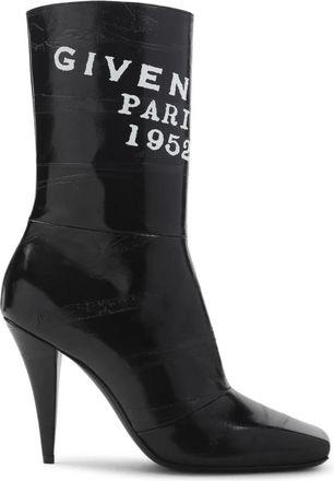 Givenchy Sliced Square Tape Enkellaarzen - Dames - Laarzen met Hak - Zwart - 36 EU - Leer - Schoenen