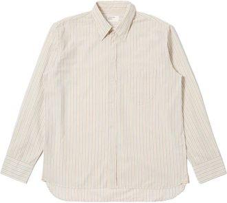 Universal Works Overhemden, Heren, Beige, M, Chemise écrue à rayures pop One Lazy Day
