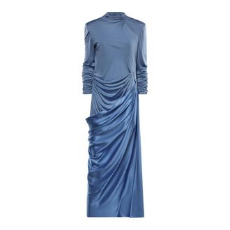 Valentino Garavani Cady Couture Midi Dress with Feathers - female - Valentino Garavani - Maxi Dresses - Blue - S - Dresses