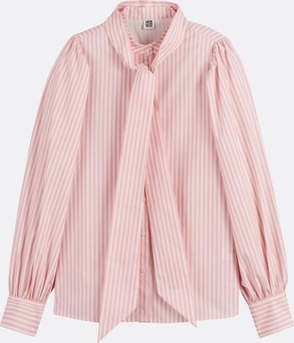 La Redoute Collections Gestreept overhemd met striklint, met lange mouwen