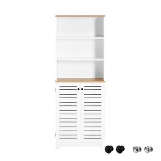 SoBuy Sobuy - Mueble Columna De Ba&ntilde;o Armario Para Ba&ntilde;o Con 5 Estantes Estanter&iacute;as De Ba&ntilde;o Blanco Medidas: 60x30x160cm Bzr44-w Es