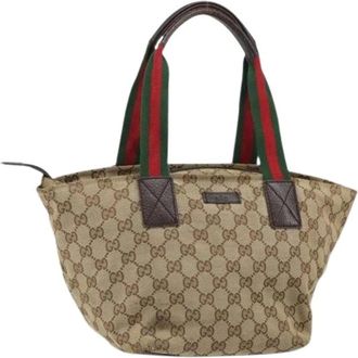 Gucci Pre-owned Handbags, female, Beige, Size: ONE SIZE Pre-owned Canvas Handbag
