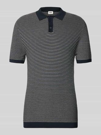 Drykorn Drykorn Slim Fit Strick-Poloshirt in Two-Tone-Machart Modell Triton in Dunkelblau, Gr&ouml;&szlig;e XXL