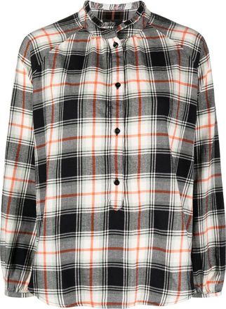 Woolrich check-print ruffle shirt - women - Cotton - S - Black