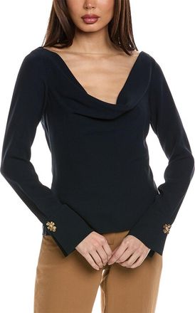 Oscar De La Renta Cowl Neck Silk-Blend Blouse