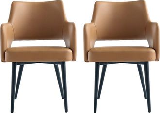 Manhattan Comfort Tremont Modern Leatherette Dining Arm Chair With Metal Legs