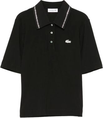 Lacoste Poloshirt verfraaid met kristallen en logo - Zwart