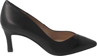 Unisa Zwarte Leren V-Cut Stiletto Pumps - Dames - Pumps - Zwart - 39 EU - Leer - Schoenen