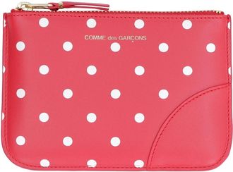 Comme Des Gar&ccedil;ons Logo Detail Plat Leren Etui - Dames - Portefeuilles - Rood - ONE Size - Leer - Accessoires