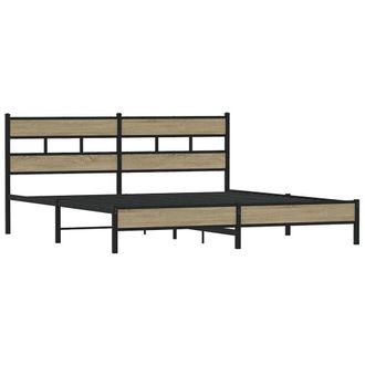 Berkfield Home Metal Bed Frame without Mattress Sonoma Oak 200x200 cm in Brown
