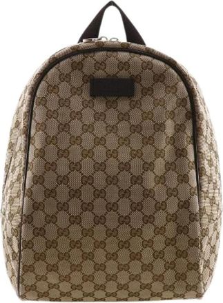 Gucci Pre-owned GG Canvas Rugzak - Dames - Vintage Rugzakken - Bruin - ONE Size - Leer - Vintage