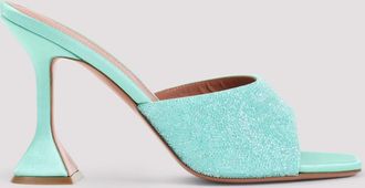 Amina Muaddi Green Crystal Satin Heels