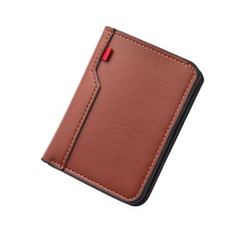 Generic New Ultra-thin Mini Soft PU Leather Credit Card Wallet Holder for Men - Short Vertical Design(Brown a)