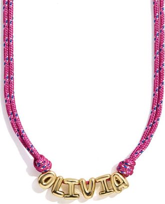 BaubleBar Bubble Letter Custom Paracord Necklace in Pink at Nordstrom