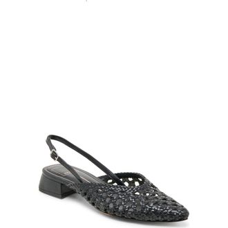 Dolce Vita Birdie Pointed Toe Slingback Flat in Black Woven Leather at Nordstrom Rack, Size 7.5