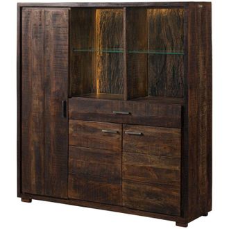 Massivmoebel24 Bark 215 Credenza in legno di acacia - laccato / marrone scuro 140x40x150