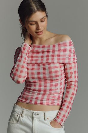 Maeve The Aleda Mesh Off-Shoulder Top by Maeve